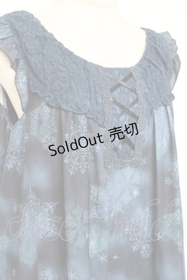 画像3: axes femme / 雪の結晶柄Aラインチュニック M 紺 Y-25-12-13-112-AX-OP-SZ-ZI (3)