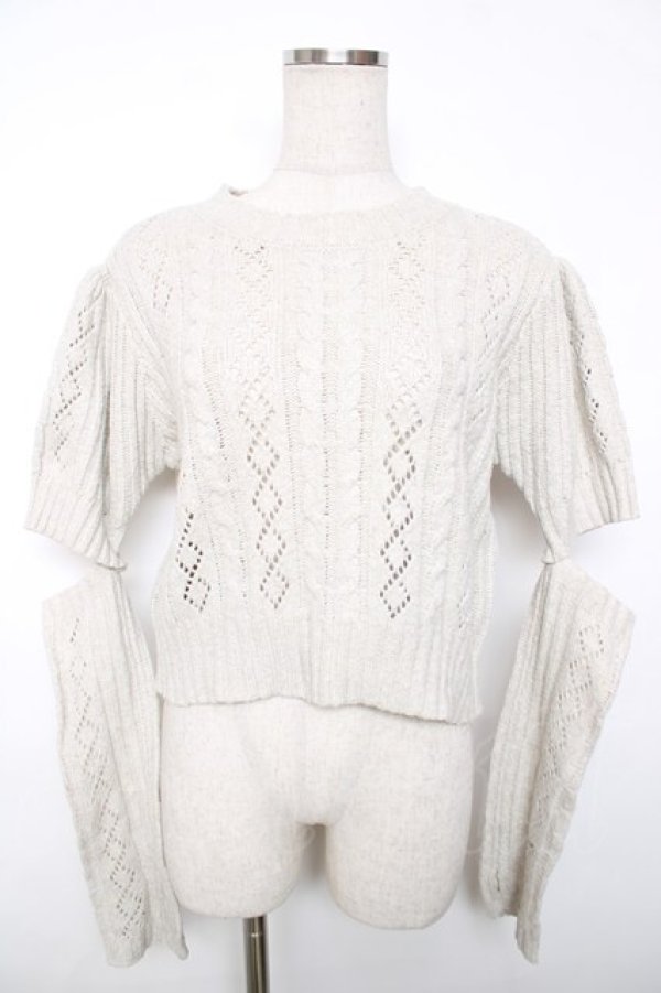 画像1: axes femme POETIQUE / アームウォーマー付ニットプルオーバー M キナリ Y-25-12-13-013-AX-TO-SZ-ZI (1)