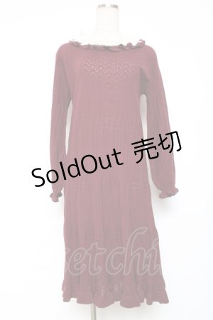 画像: axes femme / ローズレースニットワンピース  ワイン Y-25-12-13-116-AX-OP-SZ-ZI