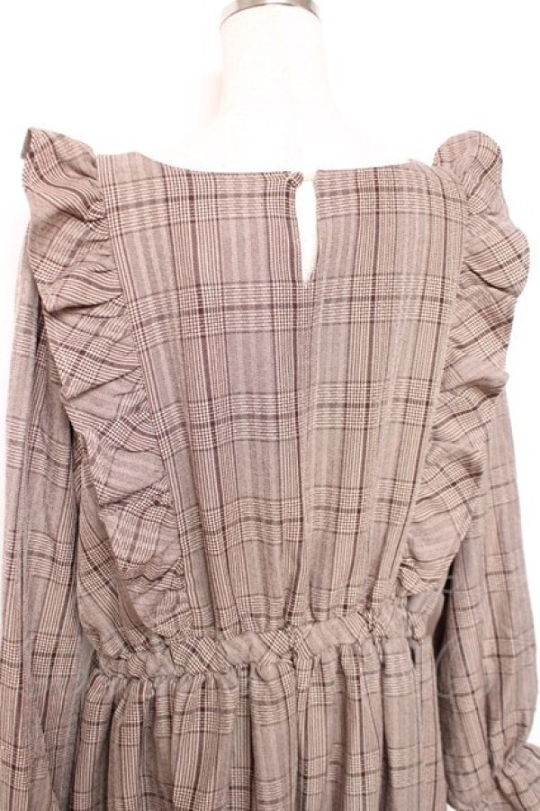 画像3: m petit by misako / チェックワンピース 3L 中茶 Y-25-12-13-120-LO-OP-SZ-ZY (3)