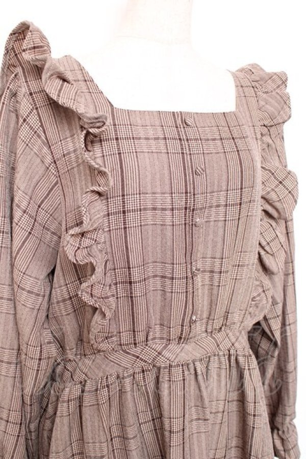 画像4: m petit by misako / チェックワンピース 3L 中茶 Y-25-12-13-120-LO-OP-SZ-ZY (4)