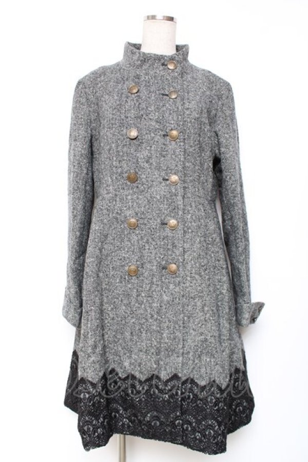画像1: axes femme Red label / スタンド襟ダブルボタンコート  グレー Y-25-12-13-129-PU-CO-SZ-ZI (1)