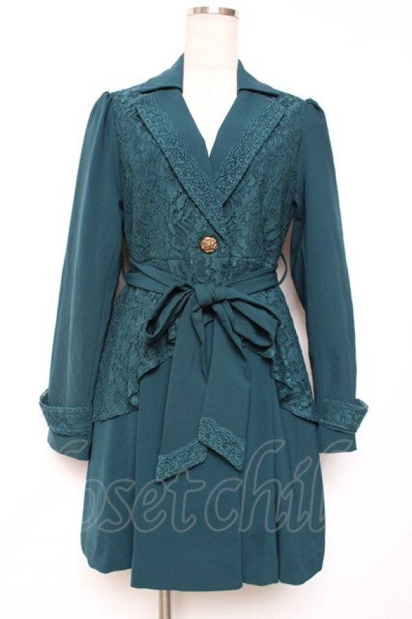 画像1: axes femme / レース重ねクラシックコート M グリーン Y-25-12-13-130-AX-CO-SZ-ZY (1)