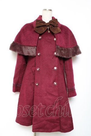 画像: axes femme POETIQUE / ケープ付きコート  ワイン Y-25-12-13-131-AX-CO-SZ-ZY