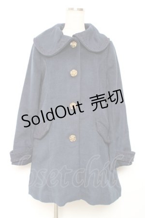 画像: axes femme / 薔薇ボタン丸襟コート M 紺 Y-25-12-13-133-AX-CO-SZ-ZI