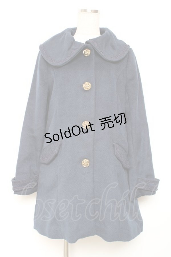 画像1: axes femme / 薔薇ボタン丸襟コート M 紺 Y-25-12-13-133-AX-CO-SZ-ZI (1)