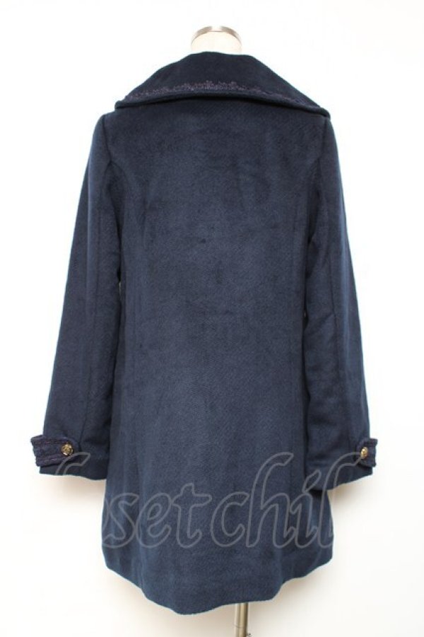 画像2: axes femme / 薔薇ボタン丸襟コート M 紺 Y-25-12-13-133-AX-CO-SZ-ZY (2)