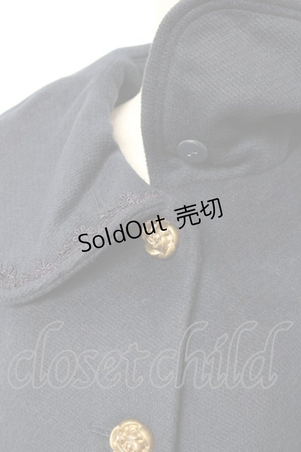 画像3: axes femme / 薔薇ボタン丸襟コート M 紺 Y-25-12-13-133-AX-CO-SZ-ZI (3)