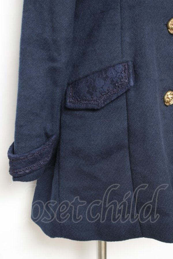 画像4: axes femme / 薔薇ボタン丸襟コート M 紺 Y-25-12-13-133-AX-CO-SZ-ZY (4)