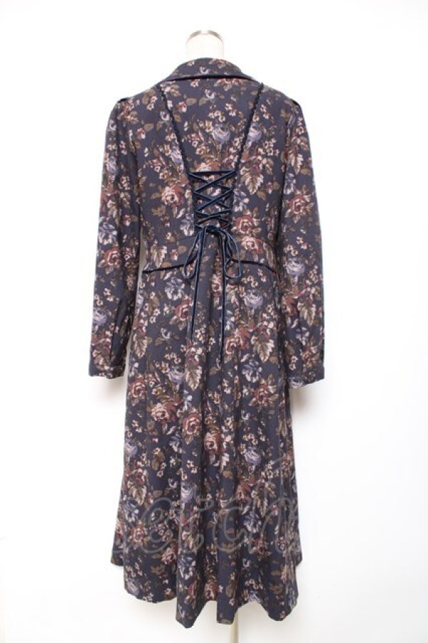 画像2: axes femme / ゴブラン柄コート M 紺 Y-25-12-13-134-AX-CO-SZ-ZY (2)