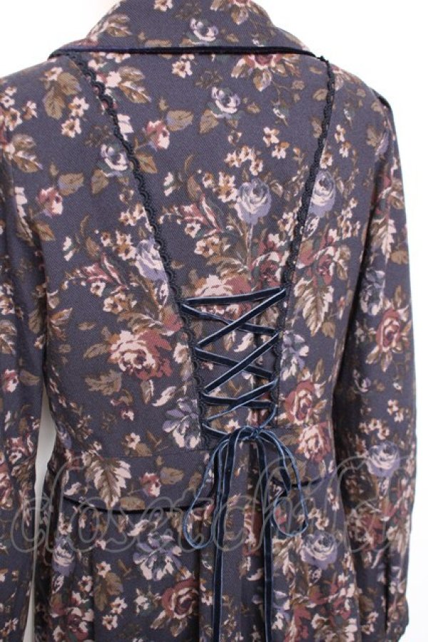 画像3: axes femme / ゴブラン柄コート M 紺 Y-25-12-13-134-AX-CO-SZ-ZY (3)