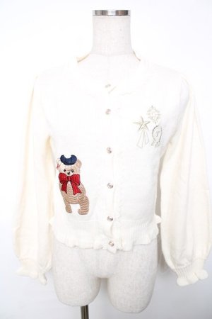 画像: axes femme kawaii / ロイヤルベアーズニットカーディガン M 生成り Y-25-12-13-016-AX-TO-SZ-ZY