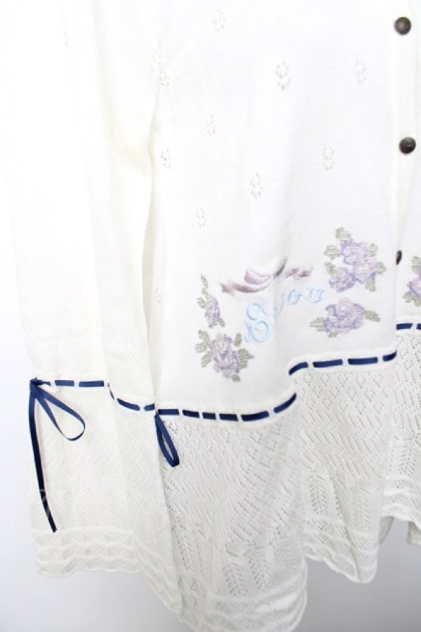 画像3: axes femme / sajou刺繍入ニットカーデ  キナリ Y-25-12-13-017-AX-TO-SZ-ZI (3)