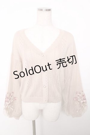 画像: axes femme / フラワーブーケ刺繍カーデ M ベージュ Y-25-12-13-020-AX-TO-SZ-ZI