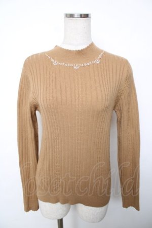 画像: axes femme / ビジューモックネックニット M 茶 Y-25-12-13-021-AX-TO-SZ-ZY