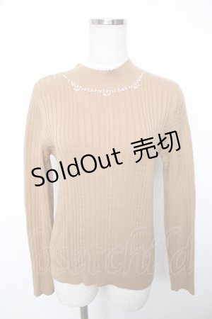 画像: axes femme / ビジューモックネックニット M 茶 Y-25-12-13-021-AX-TO-SZ-ZI