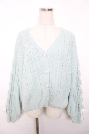 画像: axes femme / 編上モールヤーンニットカーディガン F ミント Y-25-12-13-022-AX-TO-SZ-ZY