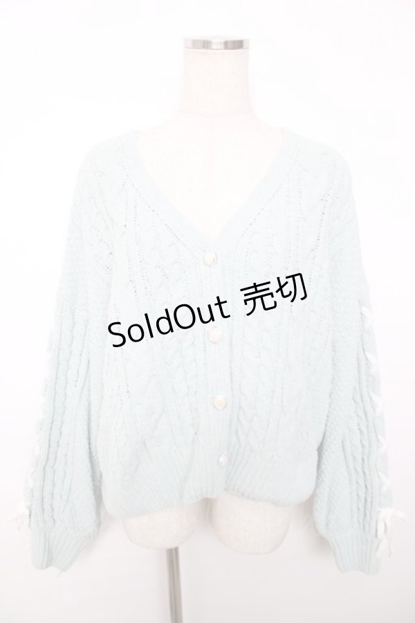 画像1: axes femme / 編上モールヤーンニットカーディガン F ミント Y-25-12-13-022-AX-TO-SZ-ZI (1)