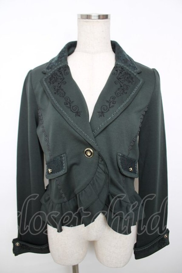 画像1: axes femme / ダークオーナメント柄ジャケット M グリーン Y-25-12-13-023-AX-JA-SZ-ZS (1)