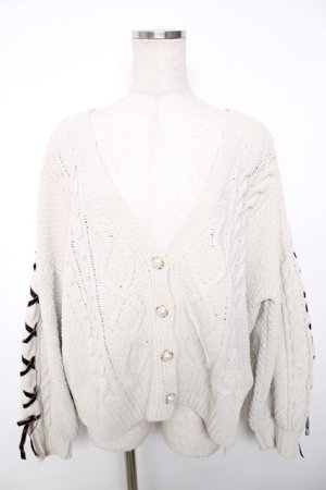 画像: axes femme / レースアップ袖ニットカーディガン M オフ Y-25-12-13-027-AX-TO-SZ-ZY