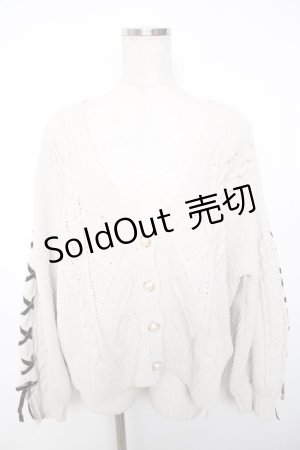 画像: axes femme / レースアップ袖ニットカーディガン M オフ Y-25-12-13-027-AX-TO-SZ-ZY