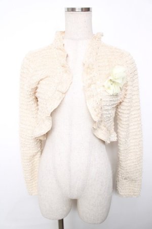 画像: axes femme / コサージュ付きフリルショートボレロ  生成り Y-25-12-13-030-AX-TO-SZ-ZY