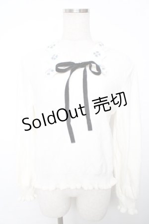 画像: axes femme POETIQUE / フラワー刺繍襟ニットプルオーバー M 生成り Y-25-12-13-031-AX-TO-SZ-ZI