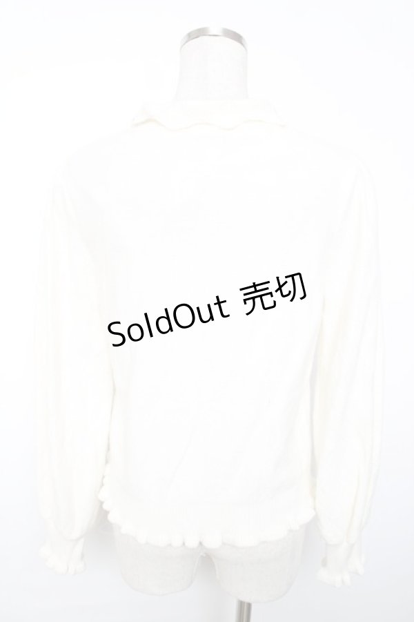 画像2: axes femme POETIQUE / フラワー刺繍襟ニットプルオーバー M 生成り Y-25-12-13-031-AX-TO-SZ-ZI (2)