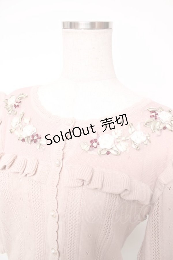 画像3: axes femme / リボン花刺繍透かし編みカーディガン F アワピンク Y-25-12-13-032-AX-TO-SZ-ZI (3)