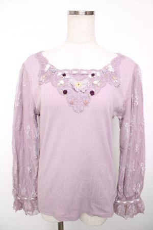 画像: axes femme / ローズガーデン×蝶レースプルオーバー  ピンク Y-25-12-13-034-AX-TO-SZ-ZY