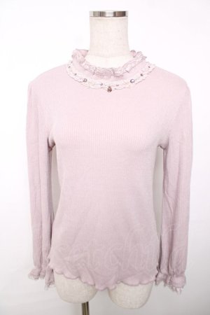 画像: axes femme / ビジューボトルネックプルオーバー  ピンク Y-25-12-13-035-AX-TO-SZ-ZY