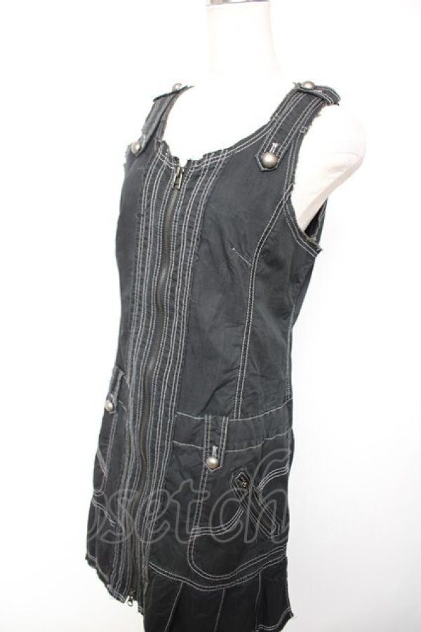 画像3: ALGONQUINS / ZIPノースリーブワンピース F 黒 Y-25-12-17-035-AL-OP-SZ-ZY (3)