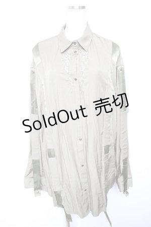 画像: Ozz conte / ベルトテープ刺繍入りロングシャツ  カーキ Y-25-12-17-041-OO-BL-SZ-ZS