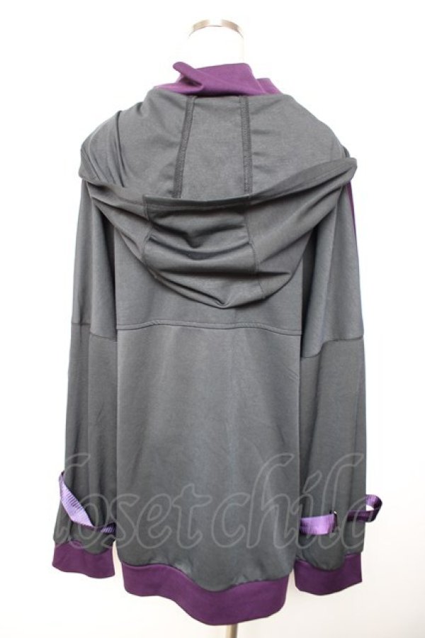 画像2: Ozz conte / 心臓刺繍配色プルパーカー  グレー×紫 Y-25-12-17-042-OO-TO-SZ-ZY (2)