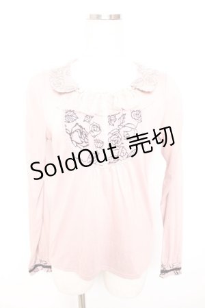 画像: axes femme / 薔薇柄フロッキー使いプルオーバー  ピンク Y-25-12-17-050-AX-TO-SZ-ZY