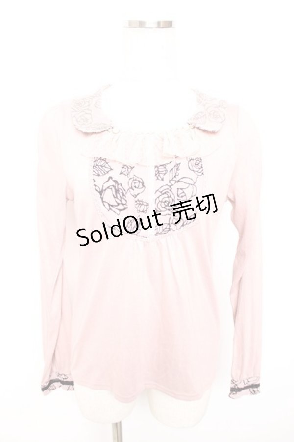 画像1: axes femme / 薔薇柄フロッキー使いプルオーバー  ピンク Y-25-12-17-050-AX-TO-SZ-ZY (1)