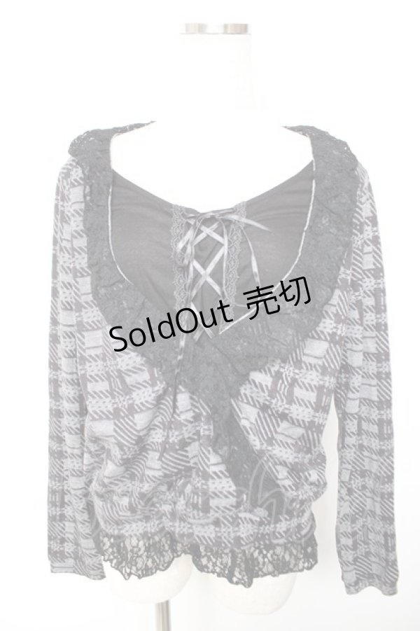 画像1: axes femme / レイヤード風チェックトップス  黒 Y-25-12-17-051-AX-TO-SZ-ZY (1)