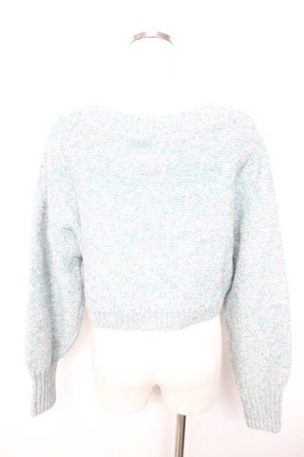 画像2: axes femme POETIQUE / ラメ入りメランジニットカーディガン M グリーン Y-25-12-17-053-AX-TO-SZ-ZY (2)