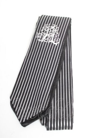 画像: ALGONQUINS / ロゴ刺繍入りネクタイ  黒×白 Y-25-12-17-009-AL-ZA-SZ-ZY