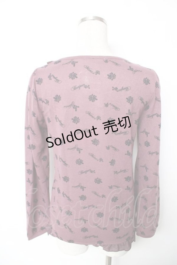 画像2: axes femme / ローズ柄ニットカットソー  ピンク Y-25-12-17-062-AX-TO-SZ-ZY (2)