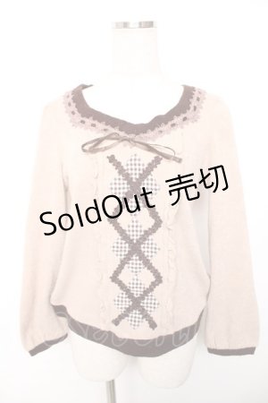 画像: axes femme / パッチワークアーガイルプルオーバー  ピンク Y-25-12-17-065-AX-TO-SZ-ZY