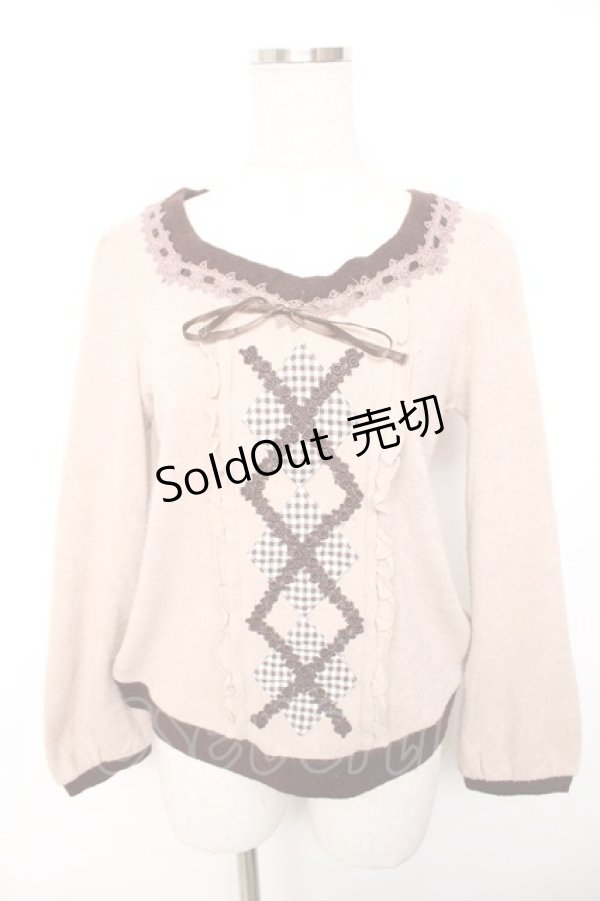 画像1: axes femme / パッチワークアーガイルプルオーバー  ピンク Y-25-12-17-065-AX-TO-SZ-ZY (1)