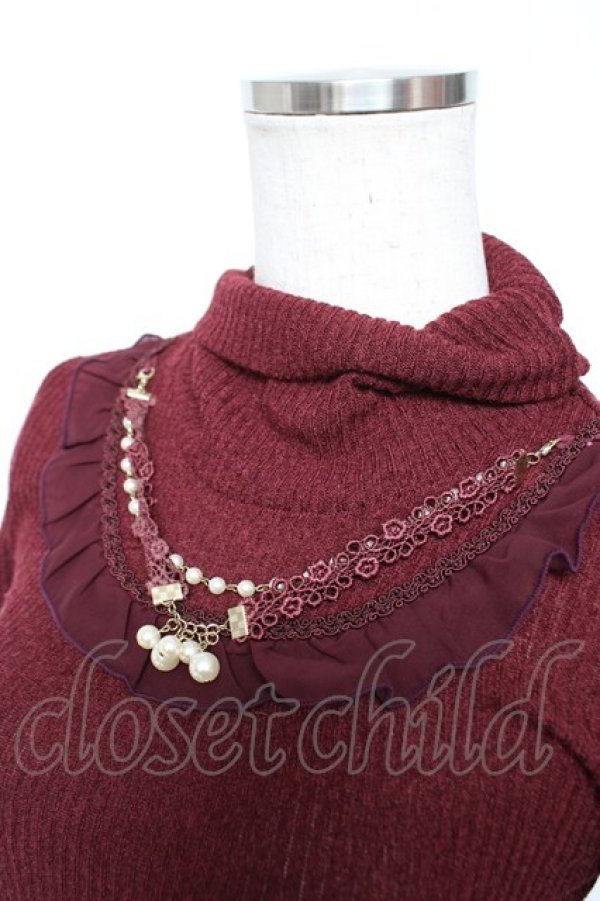 画像3: axes femme / ネックレス付ハイネックリブニット  ワイン Y-25-12-17-066-AX-TO-SZ-ZY (3)