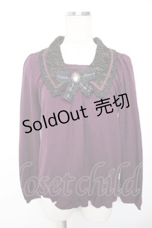 画像: axes femme / ブローチ付きバイカラープルオーバー  パープル Y-25-12-17-068-AX-TO-SZ-ZY