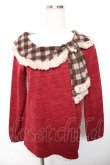 画像1: axes femme / チェックリボン襟デザインニット  ワイン Y-25-12-17-069-AX-TO-SZ-ZY (1)