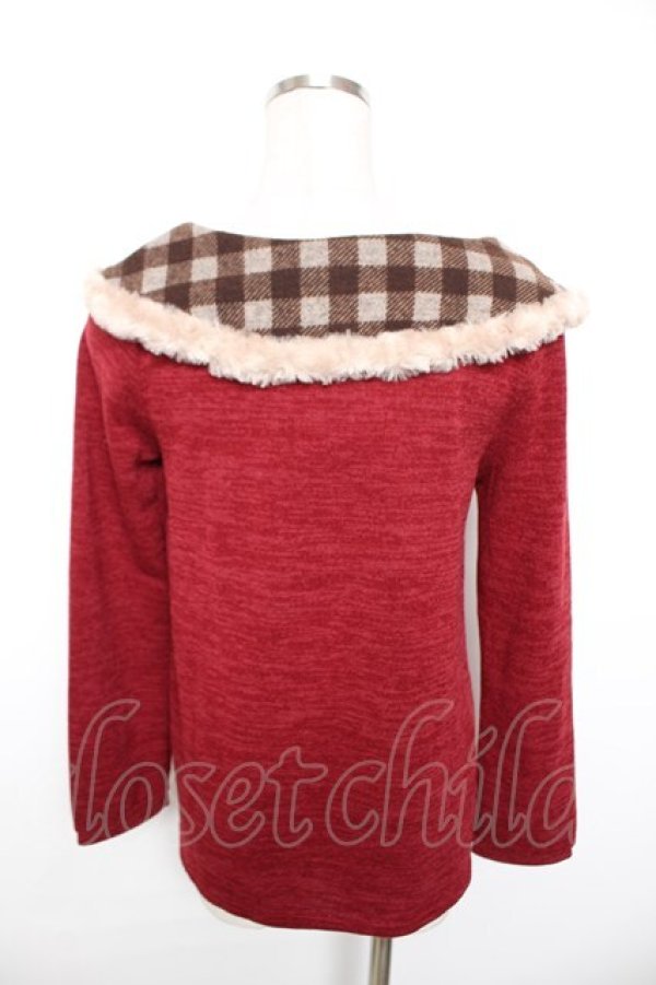 画像2: axes femme / チェックリボン襟デザインニット  ワイン Y-25-12-17-069-AX-TO-SZ-ZY (2)