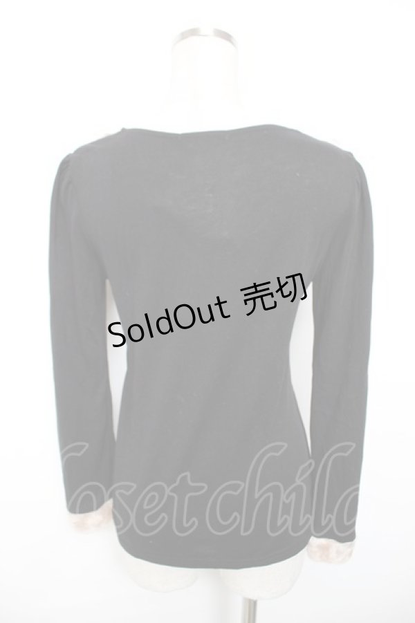 画像2: axes femme / リボン付きファー襟プルオーバー  黒 Y-25-12-17-070-AX-TO-SZ-ZS (2)