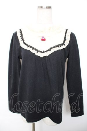 画像: axes femme / 胸元モチーフブロッキングプルオーバー  黒 Y-25-12-17-071-AX-TO-SZ-ZY