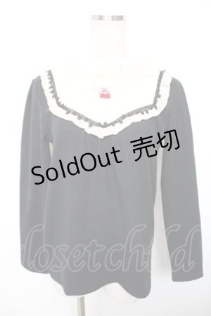 画像: axes femme / 胸元モチーフブロッキングプルオーバー  黒 Y-25-12-17-071-AX-TO-SZ-ZY