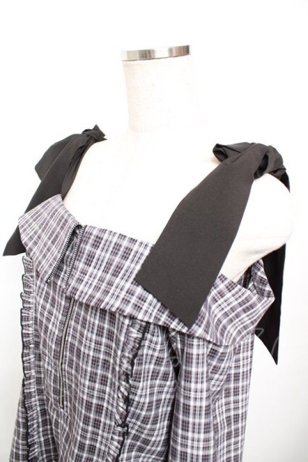 画像3: axes femme / チェックオフショルリボンプルオーバー F 黒 Y-25-12-17-073-AX-TO-SZ-ZY (3)